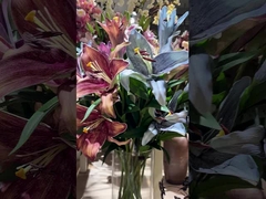 طراز أوروبي محاكاة الظهير تدرج اللون لمسة بوكيت الزنابق، زينة المنزل محاكاة زهرة