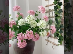 كرة خشبية مطرزة ذات 3 رؤوس تمثيل زهرة زهرة مزيفة ديكور المنزل ديكور ناعم زفاف