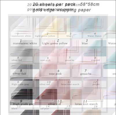 شراء ورق تغليف الزهور نصف شفافة من الطراز الكوري 58*58 سم 20 ورقة لكل علبة تصنيع عبر الإنترنت