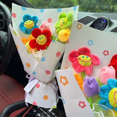 سعر جيد 20×35 سم منتهية الدوبامين باقة إبداعية كرتون باقة زهور اصطناعية متعددة الألوان لعشيقة عيد الميلاد هدية الانترنت