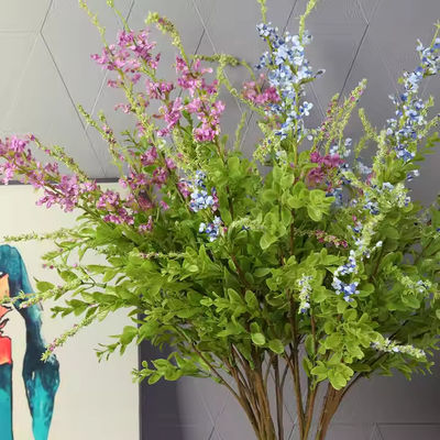 شراء العشب الصناعي السلفيا الزهرة البرية الصغيرة الحرير الحلوى مع الزهور للعروس المزهرية ملء الزفاف النباتات الزخرفية الداخلية تصنيع عبر الإنترنت