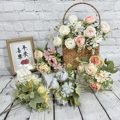 شراء حزمة زهور محاكاة مصنع زهور البيوني مبيعات مباشرة زهرة مزيفة ديكور المنزل زهرة حريرية يدوية تصنيع عبر الإنترنت