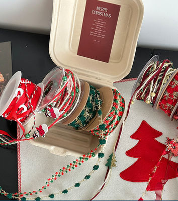 شراء مواد زهور ذاتية الصنع خضراء 1 سم/5 متر شريط نسج عيد الميلاد للزينة وصناديق الهدايا تصنيع عبر الإنترنت