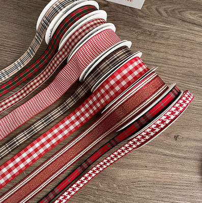 شراء ربطة عنق عيد الميلاد على الطراز البريطاني الشريط اللوحي باقة الزهور النسيج الصديق للبيئة الشريط اليدوي الزهري DIY مواد تغليف الهدايا تصنيع عبر الإنترنت