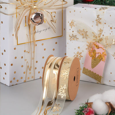 شراء ديكور عيد الحب ندفة الثلج الشاش هدية كعكة زهرة التعبئة والتغليف الشريط ربطة عنق مع التذهيب الأبيض تصنيع عبر الإنترنت