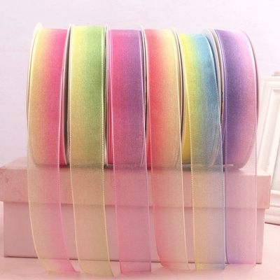 سعر جيد Two tone gradient pearl gauze, snow gauze, gradient lace, lace, ribbon packaging, colorful ribbons, fresh flowers, holiday outfit Decorative ribbon الانترنت