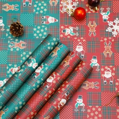 سعر جيد ورق تغليف هدايا لمتجر الزهور بتصميم سانتا كلوز ورجل الثلج على ورق كرافت مقاوم للماء الانترنت