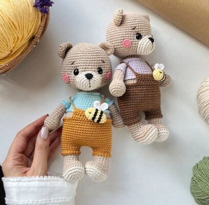سعر جيد مصنوعة يدويًا Amigurumi دمية الدب الطفولية لعبة الحيوانات اللينة للأطفال الانترنت
